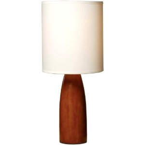 Polyresin Wood-Look Table Lamp with Fabric Shade 