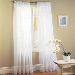 2 Piece Solid White Sheer Window Curtains/drape/pa